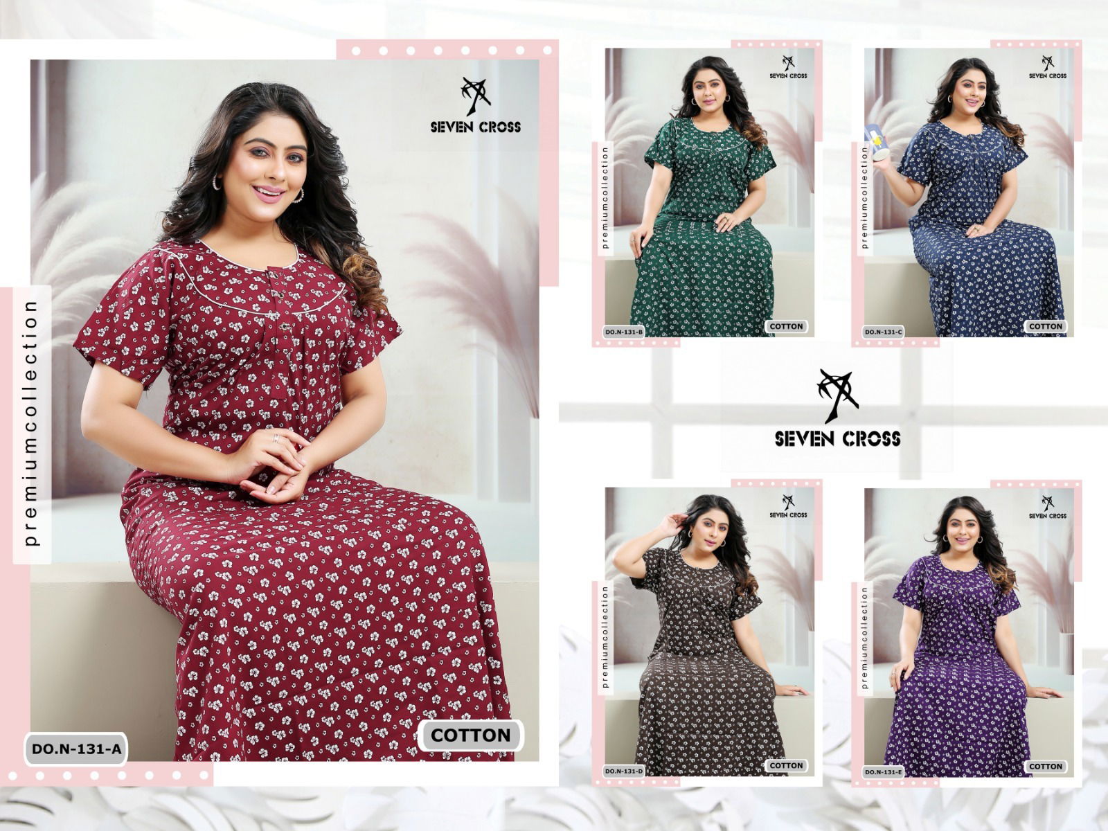 102 Seven Cross Cotton Cotton Night Wear Nighty Gown Wholesale Shop In Surat
